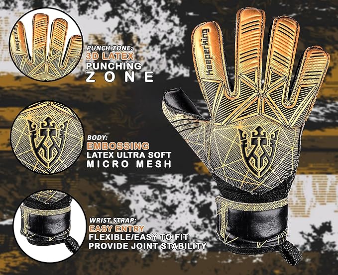 Soccer Goalie Goalkeeper Gloves for Kids Boys Youth & Adult,Latex Strong Grip Palms with Removable