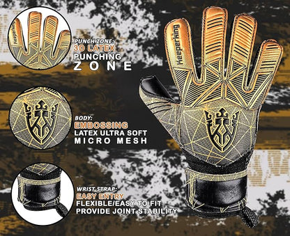 Soccer Goalie Goalkeeper Gloves for Kids Boys Youth & Adult,Latex Strong Grip Palms with Removable