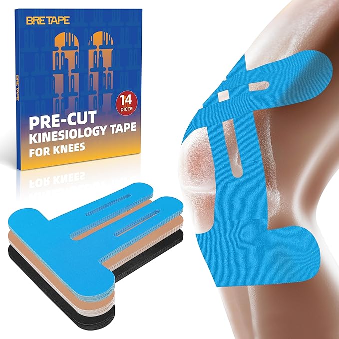 Precut Kinesiology Tape for Knees ??14 PCS Knee Tape for Pain Relief & Support, Elastic Waterproof