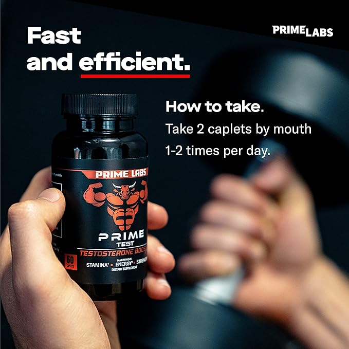Prime Labs Testosterone Supplement for Men (2-Pack) - Stamina, Endurance, Energy, & Strength