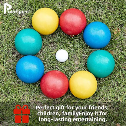 Pointyard 84mm Bocce Ball Set, Outdoor Games for Adults and Family, Backyard Ball Set with 8 PE