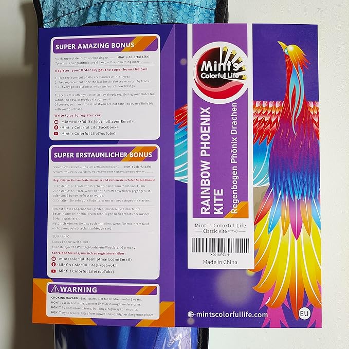 Mint’s Colorful Life Large Kite for Kids and Adults, Easy to Fly Single Line Beach Kites, Comes