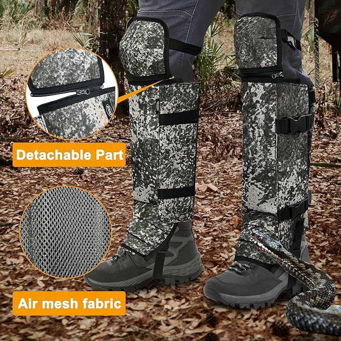 Snake Gaiters Leg Guards, Waterproof Snake Guards, Adjustable Snake Bite Protection for Lower Legs