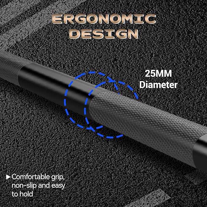 Barbell Bar for Weightlifting - 7FT Heavy Duty (1500LB/700LB), 4FT Short (500LB), 47" EZ Curl Bar