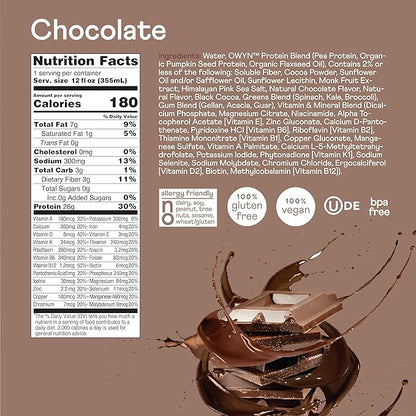 OWYN Only What You Need Protein Shake, High Protein Complete Nutrition Drink, Chocolate, 12 Fl Oz