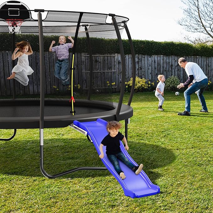 Plastic Trampoline Slide for 8-16FT, Heavy Duty Outdoor Slide for Trampoline, Safe Trampoline