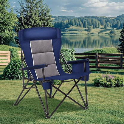HIGH POINT SPORTS Oversized Camping Chairs for Adults, High Back Heavy Duty Lawn Folding Chair