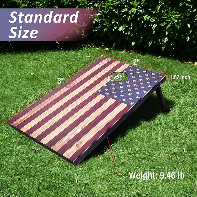 Cornhole Set, Regulation/Tailgate Size Cornhole Boards with 8 Bean Bags and Carrying Case, 4x2/3x2