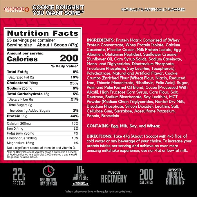 BSN Syntha-6 Whey Protein Powder, Cold Stone Creamery- Cookie Doughn't You Want Some, Micellar