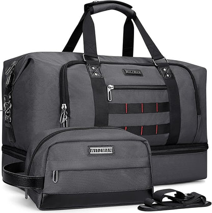 WITZMAN Travel Duffle Bags for Men Weekender Bags with Toiletry Bag Sets Carry On Overnight Bag 55L