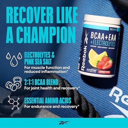 Reebok REECover Amino Acids + Electrolytes | 8g EAAs, 5g BCAAs, Hydration Matrix | Muscle Recovery