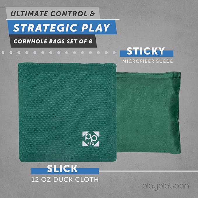 Professional Cornhole Bags - Set of 8 Regulation All Weather Double Sided - Sticky Side/Slick Side