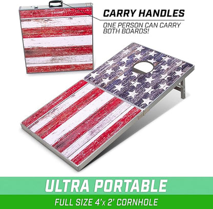 GoSports 4 x 2 ft Aluminum Cornhole Game Sets – Choose LED Lights or Standard - Set Includes 2