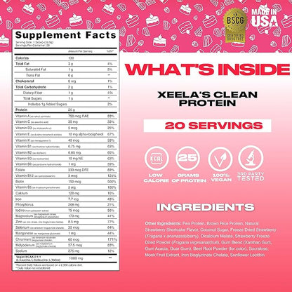 XEELA Plant Based Vegan Protein Powder - Independently Tested - 25g High Protein, Pea Protein for