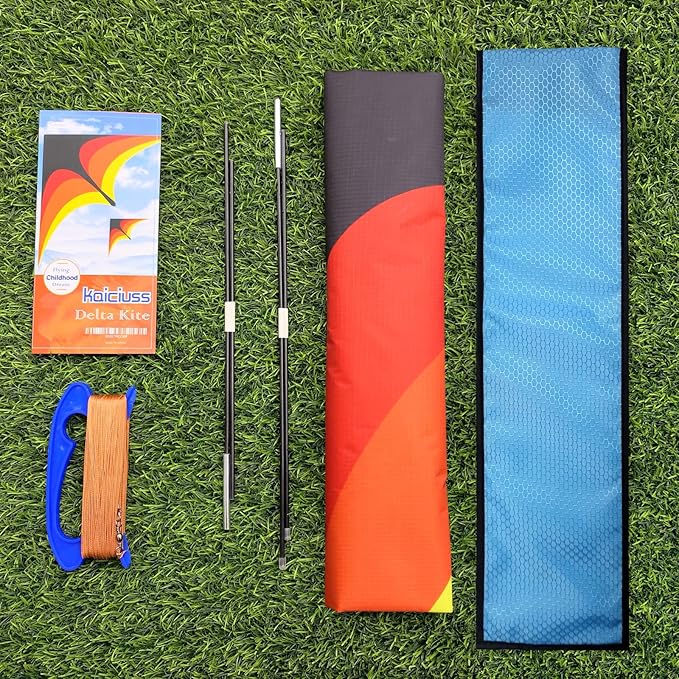 Delta Kite for Kids & Adults - Easy to Fly Large Single Line Beach Kite with 300ft String Handle