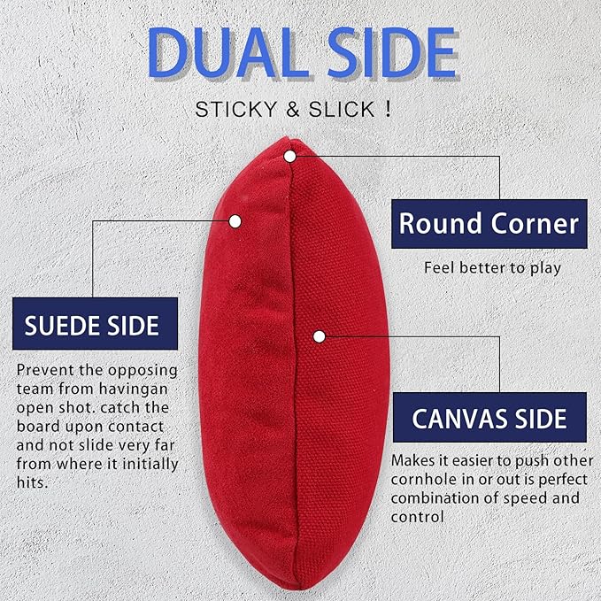 EunHo Dual Sided Cornhole Bags Regulation Set of 8 Professional Cornhole Bean Bags Slick and Stick