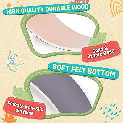 Non Slip Balance Board, 35 Inch Non Slip Felt Rocker Board Durable Wood, Kids Toddler Open Ended