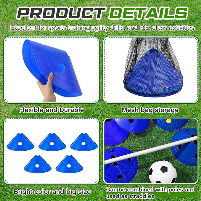 ShinyRelief Jumbo Disc Cones Jumbo Soccer Cones with Mesh Bag Giant Large Agility for Soccer