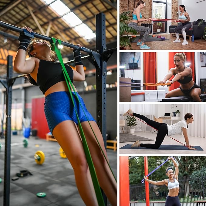 Resistance Bands for Working Out, 6 Packs Exercise Bands, Workout Bands, Pull Up Assistance Bands