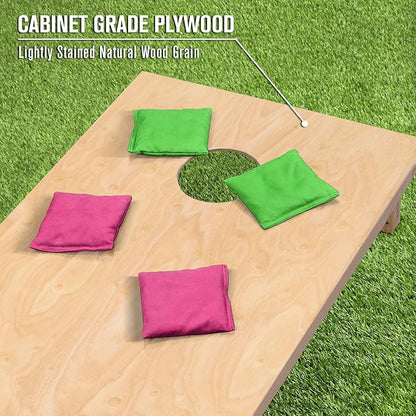GoSports Regulation Size Wooden Cornhole Set with Natural Wood Finish - Includes Carrying Case