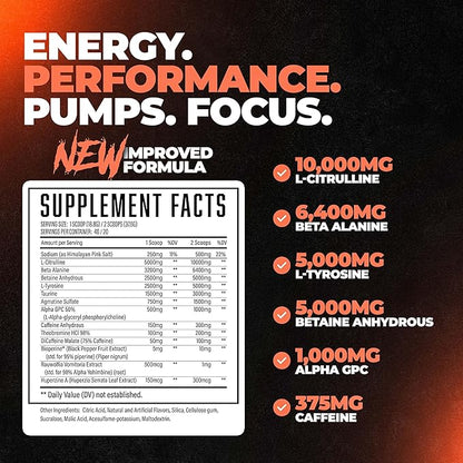 Huge Supplements Wrecked Pre-Workout, Advanced Formula, Boosts Energy, Focus, Pumps & Performance