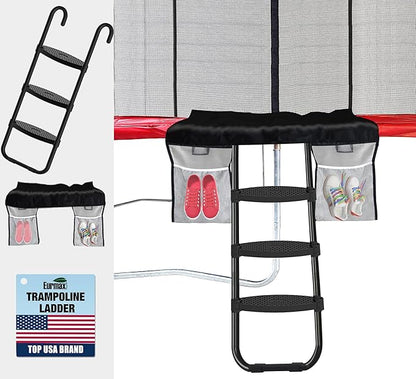 Eurmax USA Universal Easy-to-Assemble Trampoline Ladder, 3 Steps with Wide Steps, Storage Bag, 220