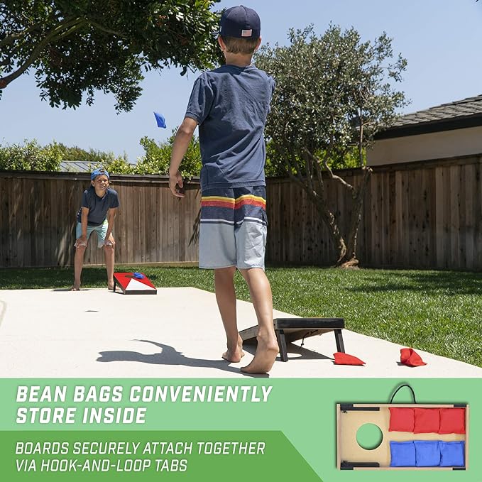 GoSports 2 ft x1 ft Portable Size Cornhole - Choose Classic or Wood Designs - Game Set with 6 Bean