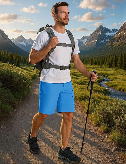 CRYSULLY Men's Hiking Cargo Shorts Outdoor Summer Lightweight Quick Dry Work Casual Shorts with 5