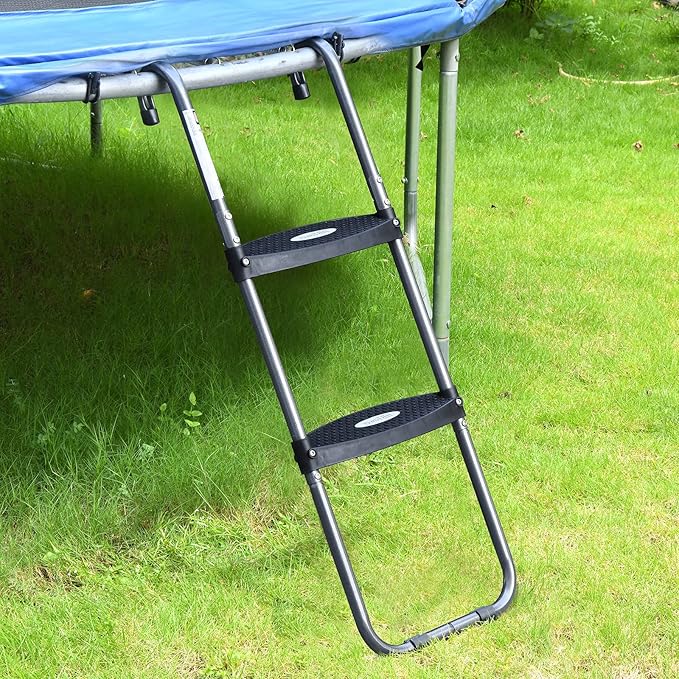 HBTower Trampoline Ladder with Horizontal and Wide Steps, Universal Hook, UV Treated Steel, 220 lbs