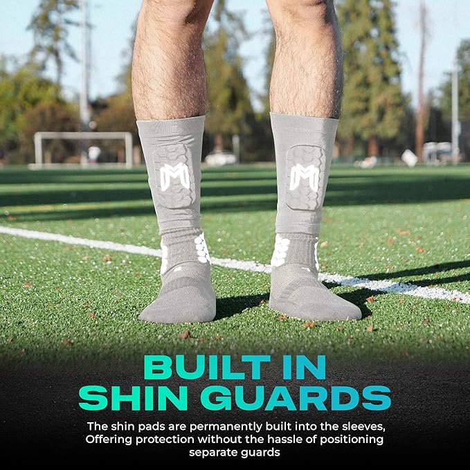 Mini Shin Guards Soccer – Built in Shin Pad Sleeves for Mens, Women, Teens - Small Shin Guards