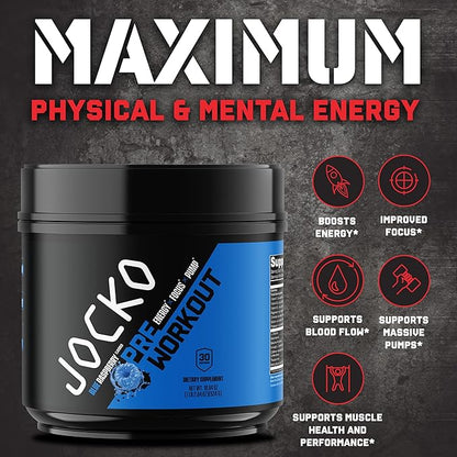 Jocko Fuel Ultimate Pre Workout Powder - Pre-Workout Energy Powder Drink for Men & Women - High