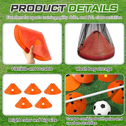ShinyRelief Jumbo Disc Cones Jumbo Soccer Cones with Mesh Bag Giant Large Agility for Soccer