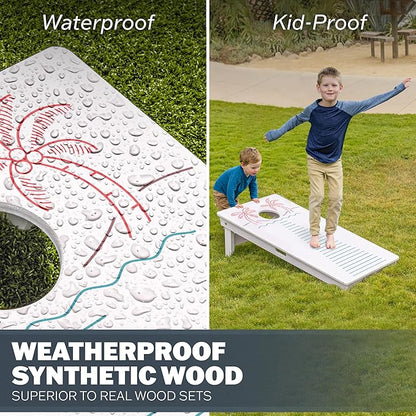 GoSports 4 x 2 ft Resort Collection All Weather Cornhole Boards - Choose Rustic, Beach, White DIY