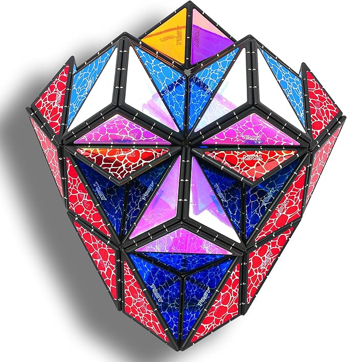 TOSY Magnet Pyramid Stone - 1 Cube Transforms into 1 Billion Shapes, 14 pcs (12 Puzzle pcs and 2