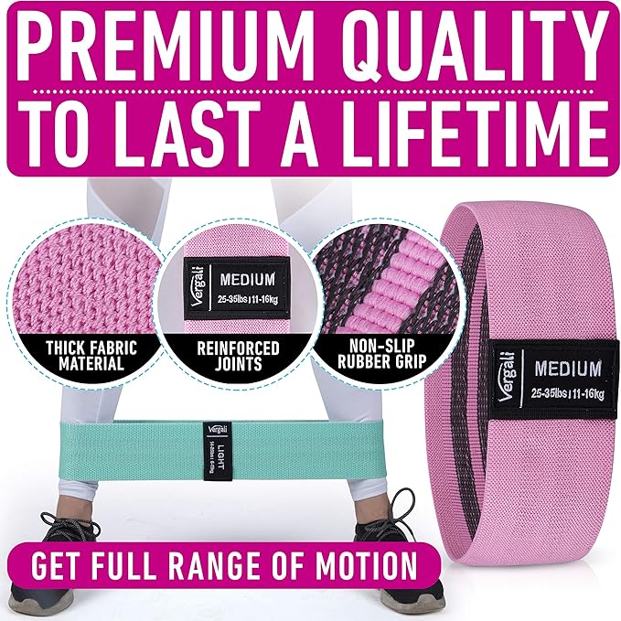 Resistance Bands for Working Out with Workout Bands Guide. 4 Booty Bands for Women Men Fabric