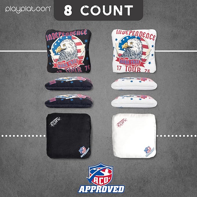 Play Platoon Cornhole Bags Set of 8 Regulation Professional Corn Hole Bean Bags ACO Approved