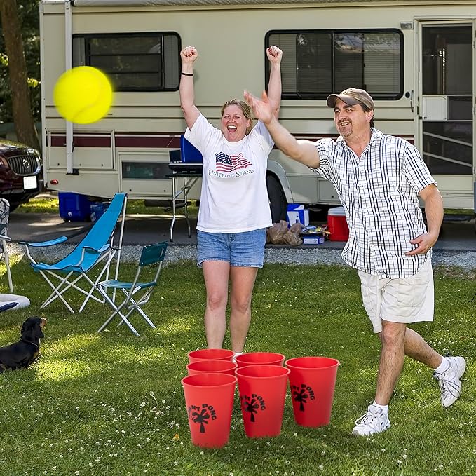 ropoda Giant Yard Pong,Yard Games with Durable Buckets and Balls - Choose Red Large, XL, or Green
