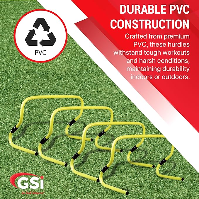 GSi Dual Height Agility Hurdle Pack of 6 – Adjustable 6" & 12" Training Hurdles for Sports