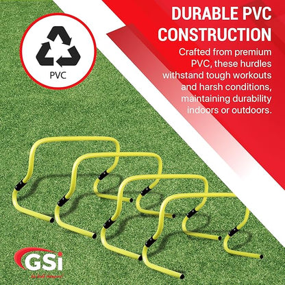 GSi Dual Height Agility Hurdle Pack of 6 – Adjustable 6" & 12" Training Hurdles for Sports