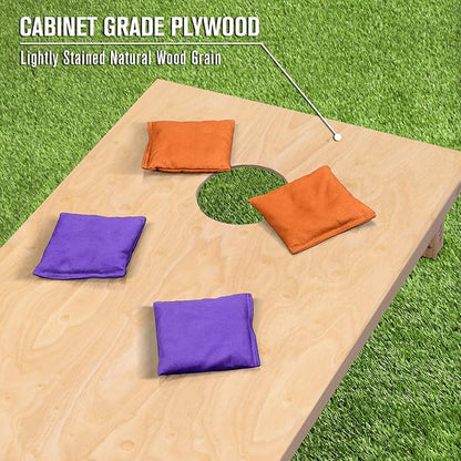 GoSports Regulation Size Wooden Cornhole Set with Natural Wood Finish - Includes Carrying Case