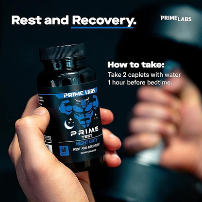 Prime Labs Night Duty - Nighttime Testosterone Booster & Sleep Support - PM Rest & Muscle Recovery