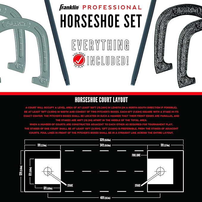 Franklin Sports Horseshoes Sets - Metal Horseshoe Game Sets for Adults + Kids - Official Weight