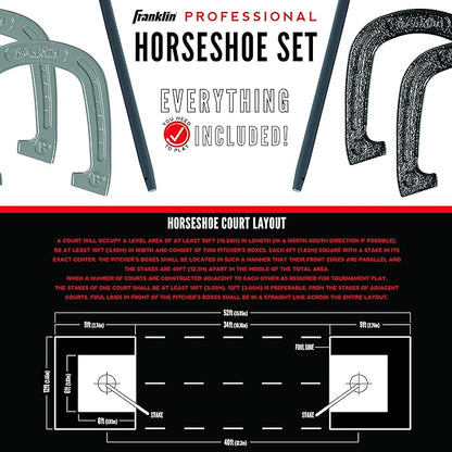 Franklin Sports Horseshoes Sets - Metal Horseshoe Game Sets for Adults + Kids - Official Weight