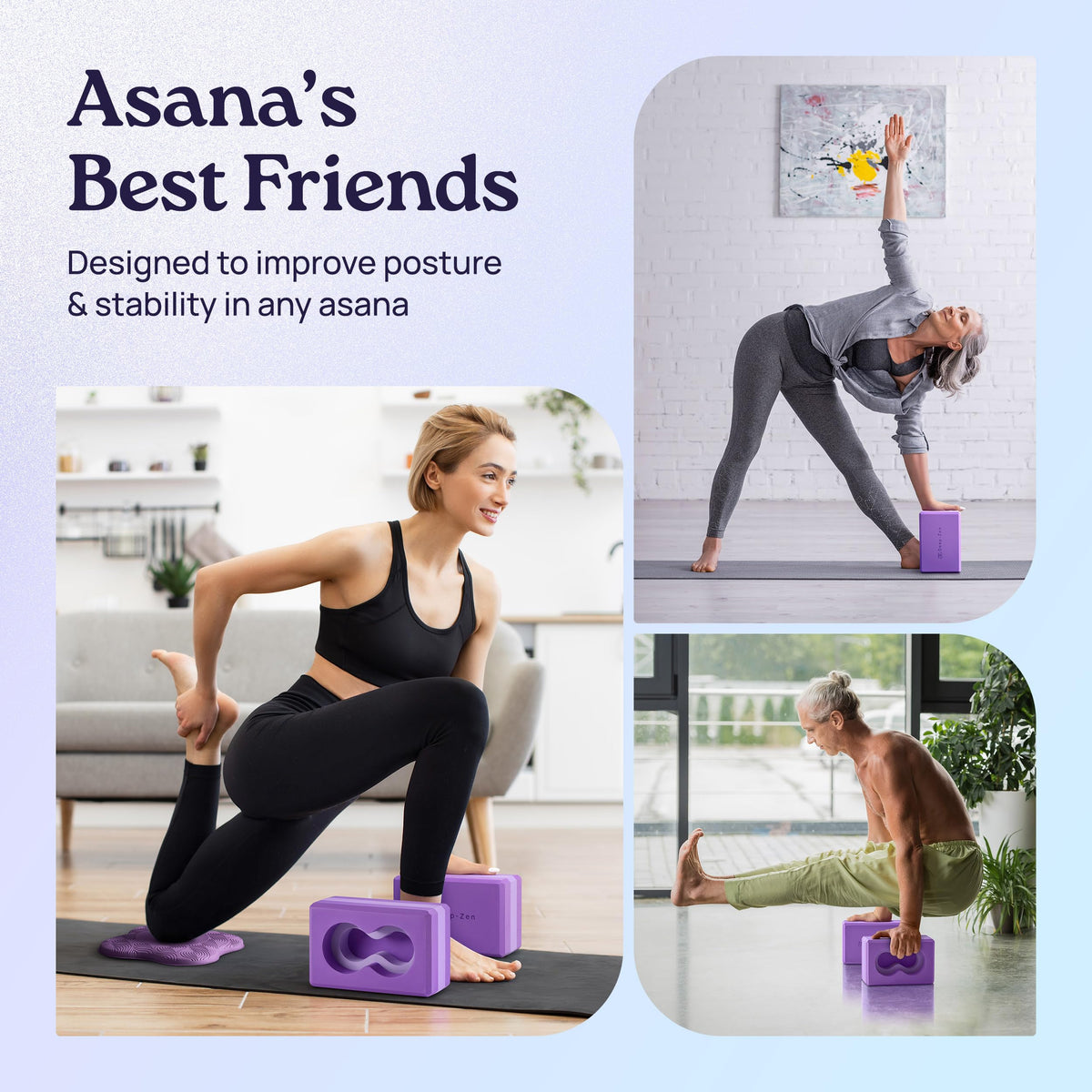 Deep-Zen® Yoga Blocks Wrist Support; Yoga Blocks 2 Pack with Knee Pads and Strap to Put Less Weight