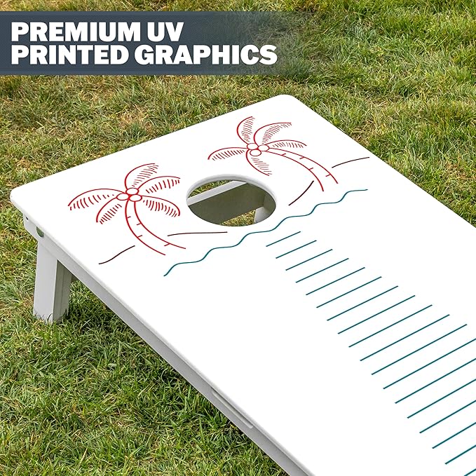 GoSports 4 x 2 ft Resort Collection All Weather Cornhole Boards - Choose Rustic, Beach, White DIY