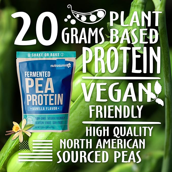 Pea Protein Powder, Vanilla Vegan Flavor, 100% Plant Based, No Artificial Sweeteners, Non-GMO
