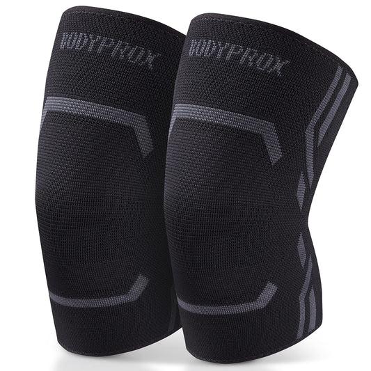 Bodyprox Knee Compression Sleeve for Men and Women (2 Pack), Knee Support Brace for Running and