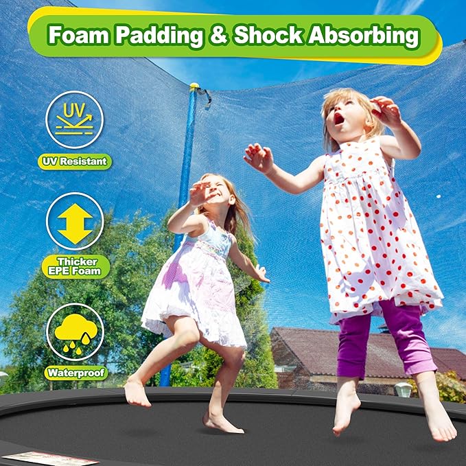 Trampoline Pad, 10ft 12ft 14ft Trampoline Replacement Safety Pad, Waterproof and Tear-Resistant