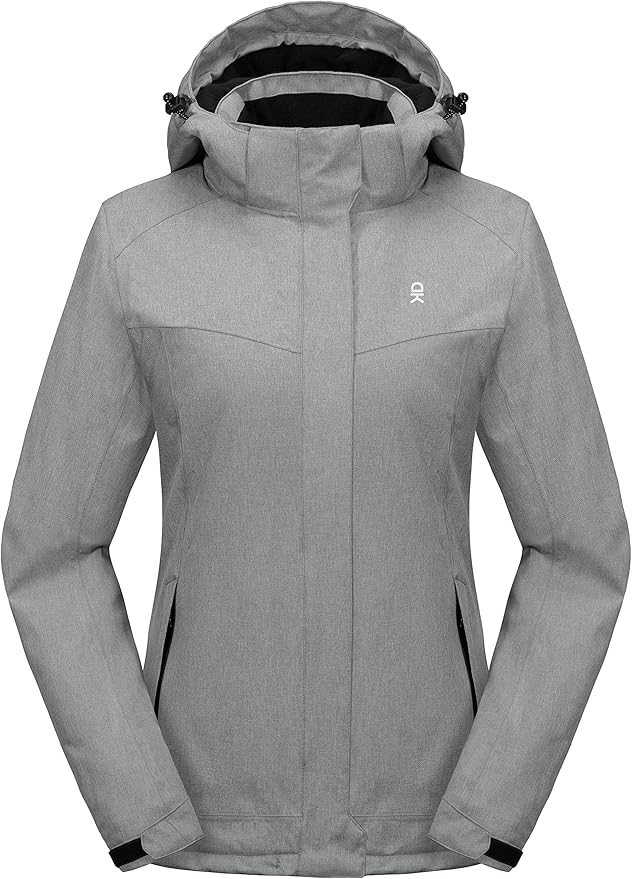Little Donkey Andy Women's Waterproof Hiking Skiing Jacket with Removable Hood, Fleece Lined Winter