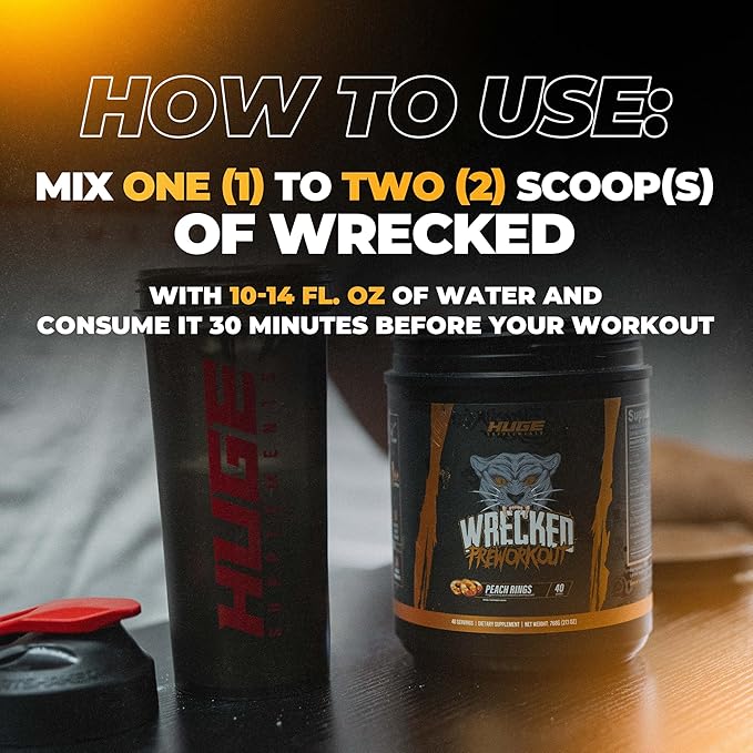 Wrecked Pre Workout Powder, Advanced Formula, Boosts Energy, Focus, Pumps & Performance, 10g